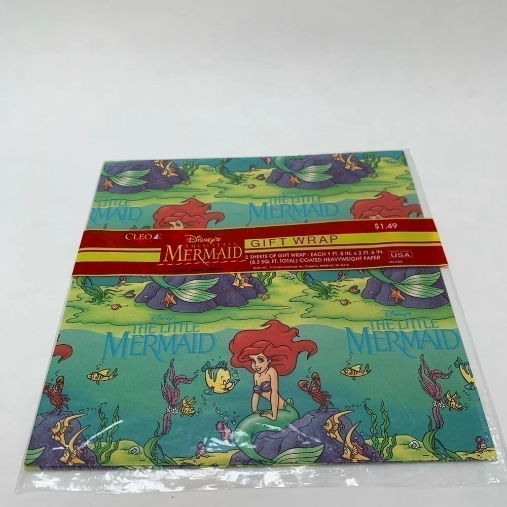 Vintage Gift Wrap Wrapping Paper Cleo Disney Floral set of 2 NIP